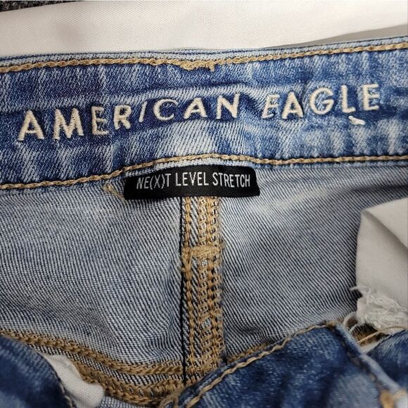 AMERICAN EAGLE jeans distressed destroyed super hi-rise stretch jegging 4 - Picture 4 of 10